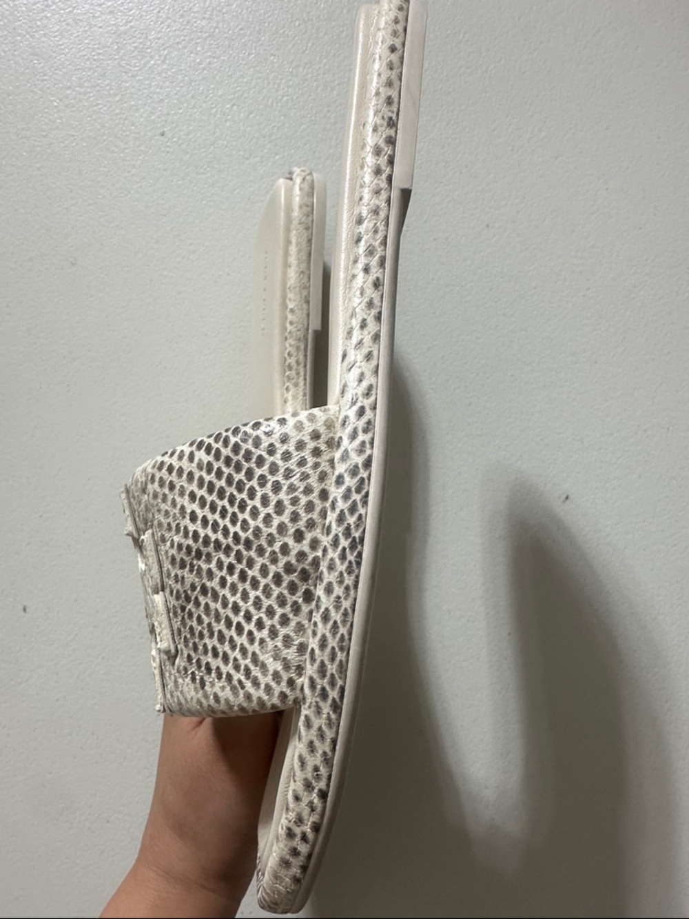 Tory Burch Cream Snake-Embossed Slide Sandals with Logo Cutout - Picture 4 of 7